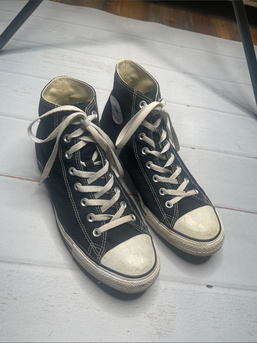 Converse 10.5 Mens Shoes High Tops Black Classic Canvas Lace Up Chuck Taylor